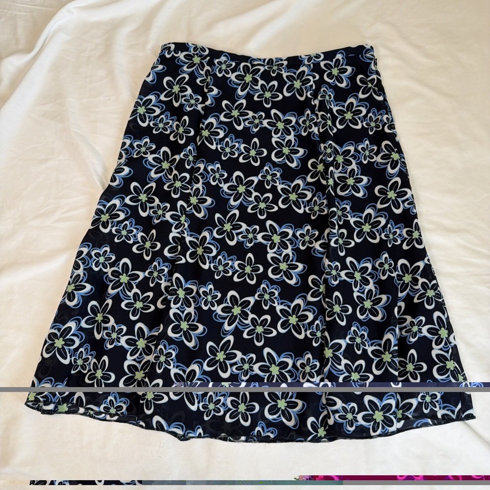 Dress Barn Dressbarn Womens Blue Flower Print Skirt Size Medium Fairycore VTG